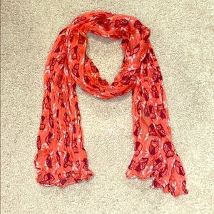 Orange Owl pattern scarf